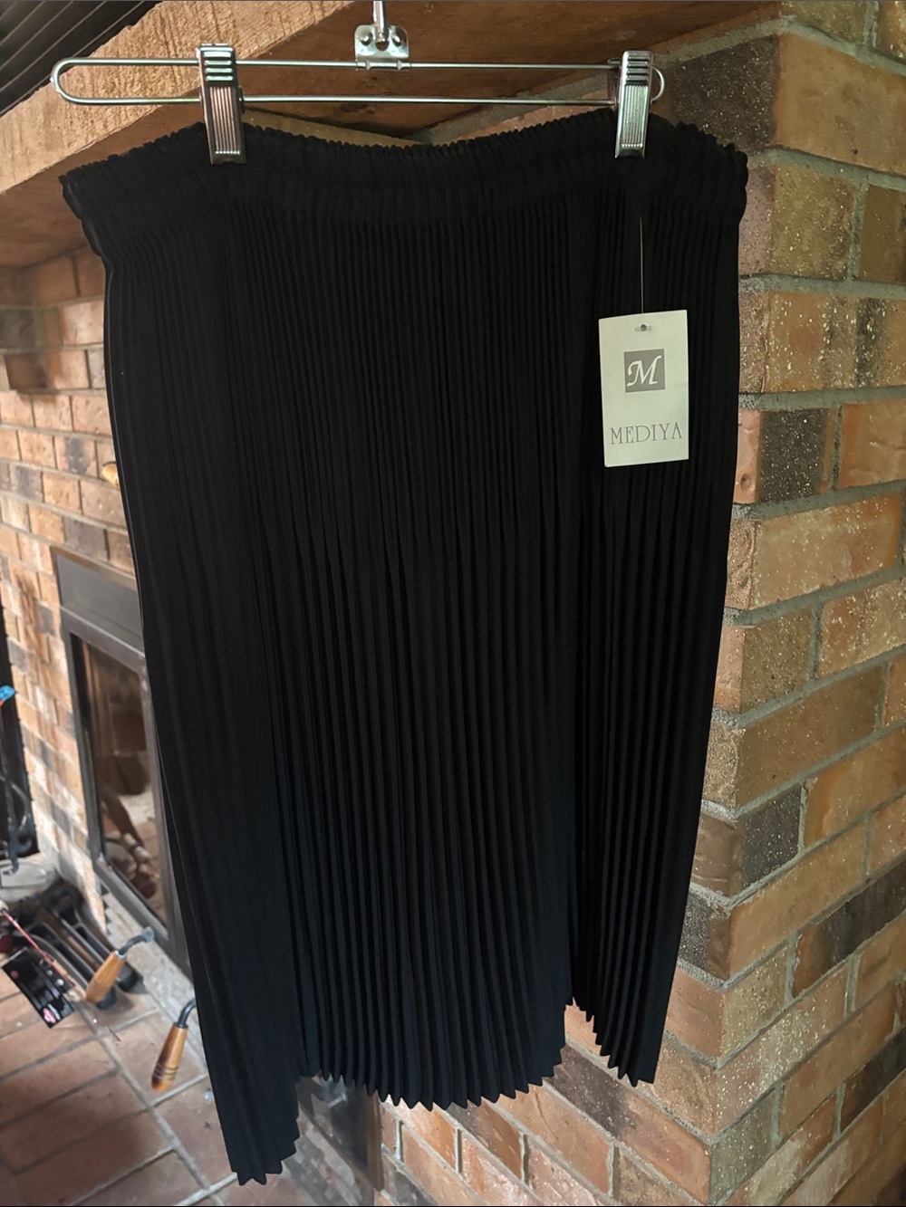 Black Pleated Midi Skirt